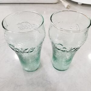 Vintage Green Dimple Pebble Enjoy Coca Cola Coke Textured 6" Glass